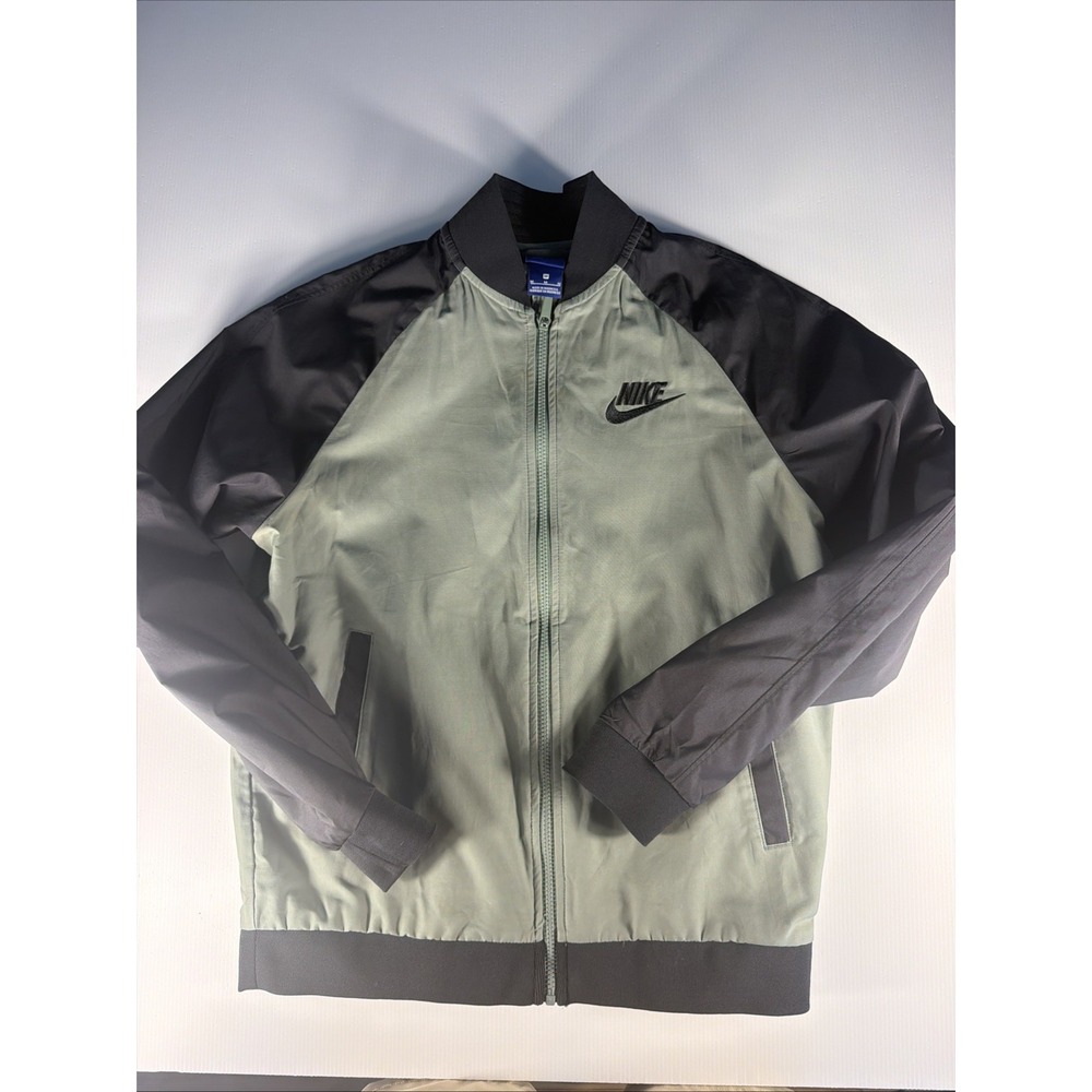 Men's Size Med Full Zip Nike Sportswear Bomber Jacket Green/Black